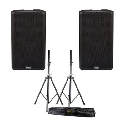 Kit 2x QSC K12.2 Active Speakers + Stands rental Lisbon
